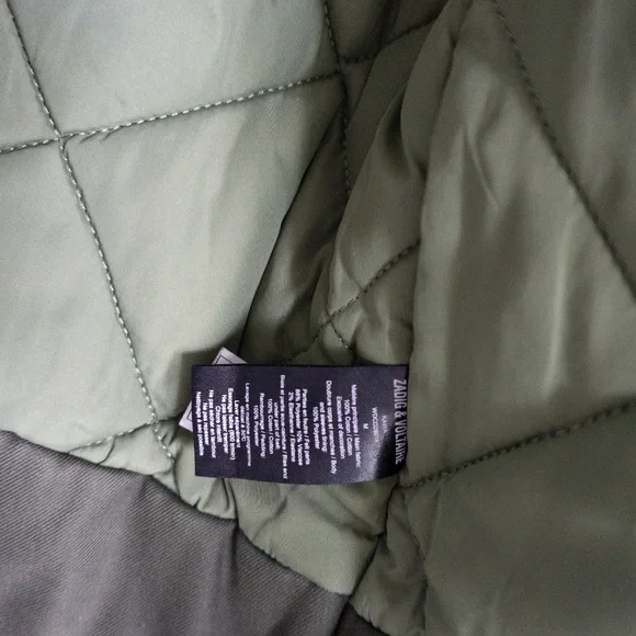 Olive Green Padded Moto Fall Jacket - Picture 7 of 8